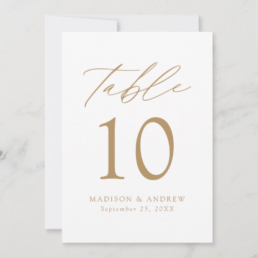 Modern Elegant Gold Script Wedding Table Number (Achterkant)