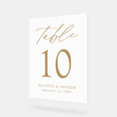Modern Elegant Gold Script Wedding Table Number Acryl Bord (Hoek)