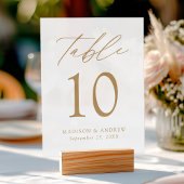 Modern Elegant Gold Script Wedding Table Number Acryl Bord