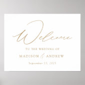 Modern Elegant Gold Script Weduwen Welkom Poster (Voorkant)
