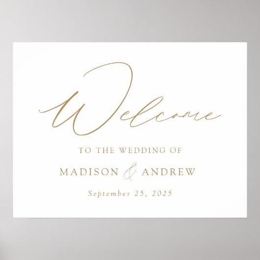 Modern Elegant Gold Script Weduwen Welkom Poster (Voorkant)