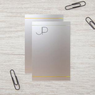 Modern Elegant Gold Silver Look Monogram Sjabloon Visitekaartje