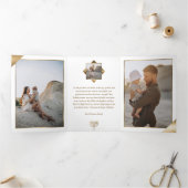 Modern Elegant Gold Star Family Photos Hanukkah Drieluik Wenskaart (Binnen)