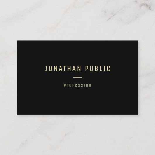 Modern Elegant Gold Tekst Naam Zwart Sjabloon Visitekaartje (Voorkant)