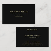 Modern Elegant Gold Tekst Naam Zwart Sjabloon Visitekaartje (Voorkant / Achterkant)