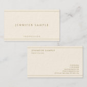 Modern Elegant Gold Text Luxury Signature Cream Visitekaartje (Voorkant / Achterkant)