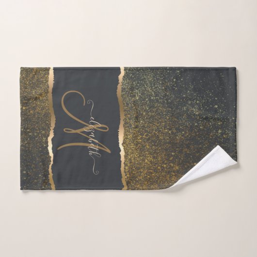 Modern Elegant Gold Touch Monogram Bad Handdoek (Handdoek)