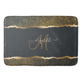 Modern Elegant Gold Touch Monogram Badmat