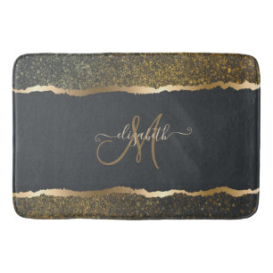 Modern Elegant Gold Touch Monogram Badmat