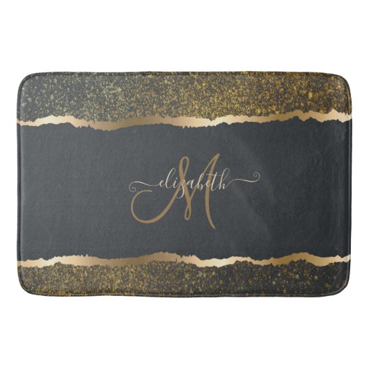 Modern Elegant Gold Touch Monogram Badmat (Voorkant)