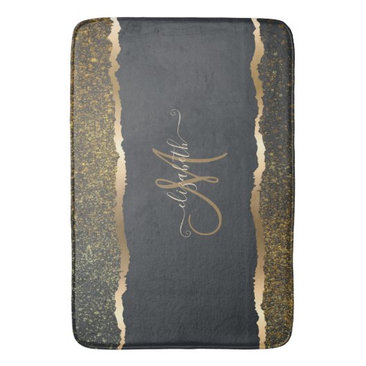 Modern Elegant Gold Touch Monogram Badmat (Voorkant Verticaal)