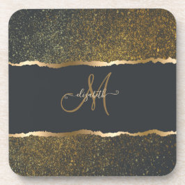 Modern Elegant Gold Touch Monogram Bier Onderzetter