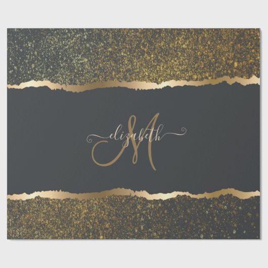 Modern Elegant Gold Touch Monogram Cadeaupapier (Vlak)
