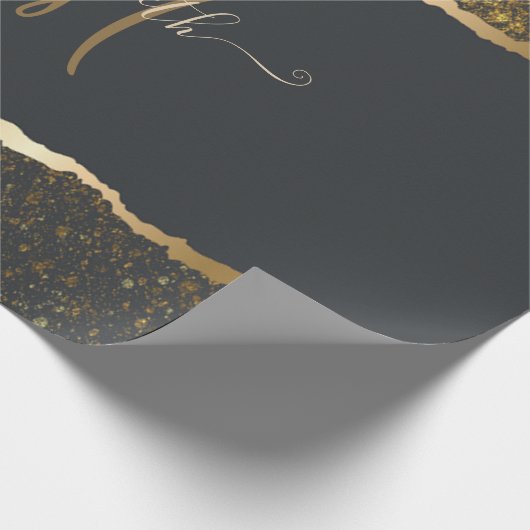 Modern Elegant Gold Touch Monogram Cadeaupapier (Hoek)