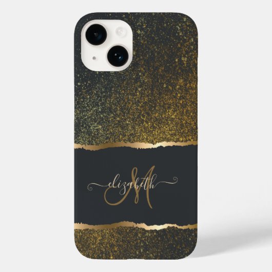 Modern Elegant Gold Touch Monogram Case-Mate iPhone Case (Achterkant)