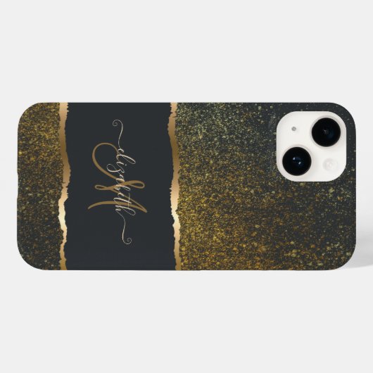 Modern Elegant Gold Touch Monogram Case-Mate iPhone Case (Achterkant (horizontaal))
