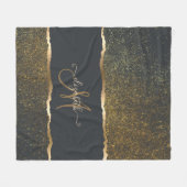Modern Elegant Gold Touch Monogram Fleece Deken (Voorkant (Horizontaal))