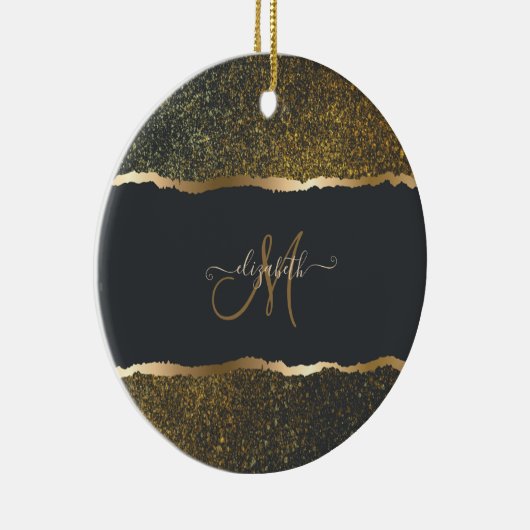 Modern Elegant Gold Touch Monogram Keramisch Ornament (Rechts)