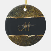 Modern Elegant Gold Touch Monogram Keramisch Ornament (Voorkant)