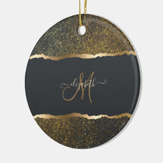 Modern Elegant Gold Touch Monogram Keramisch Ornament (Links)