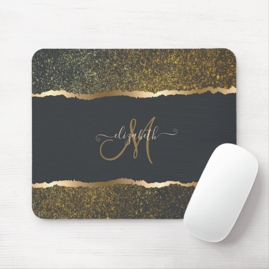 Modern Elegant Gold Touch Monogram Muismat (Met muis)