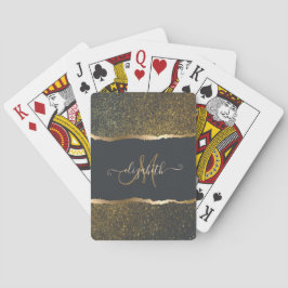 Modern Elegant Gold Touch Monogram Pokerkaarten