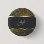 Modern Elegant Gold Touch Monogram Ronde Button 3,2 Cm (Voorkant)