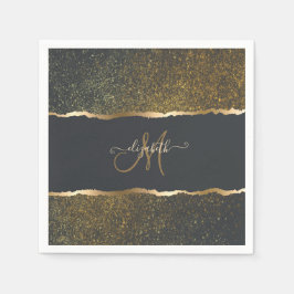 Modern Elegant Gold Touch Monogram Servet