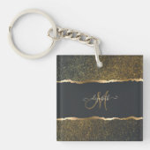 Modern Elegant Gold Touch Monogram Sleutelhanger (voorkant)