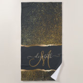 Modern Elegant Gold Touch Monogram Strandlaken (Voorkant)