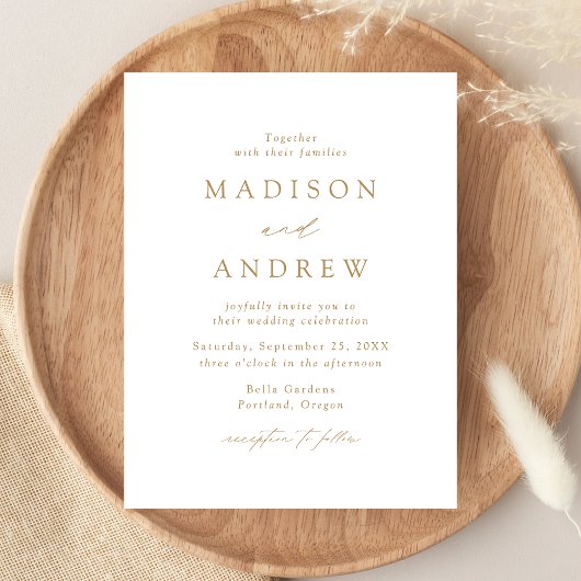 Modern Elegant Gold Wedding Uitnodiging Briefkaart