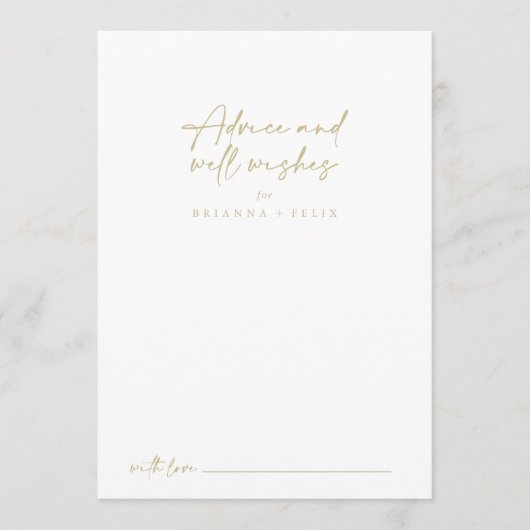 Modern Elegant Gold Wedding Well wil Advieskaart (Voorkant)