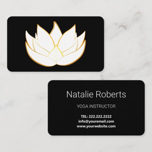 Modern Elegant Golden Black Lotus Visitekaartje (Voorkant / Achterkant)