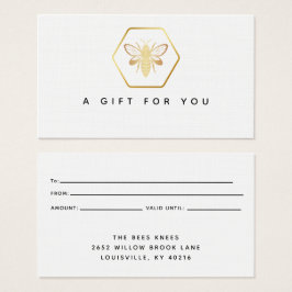 Modern & Elegant Golden Honey Beekeeper cadeaubon Visitekaartje