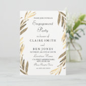 Modern Elegant Golden Leaf Engagement Party nodigt Kaart (Staand voorkant)