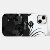 Modern Elegant Gothic Zwart Hibiscus Bloemen Slim Case-Mate iPhone Case (Achterkant (horizontaal))