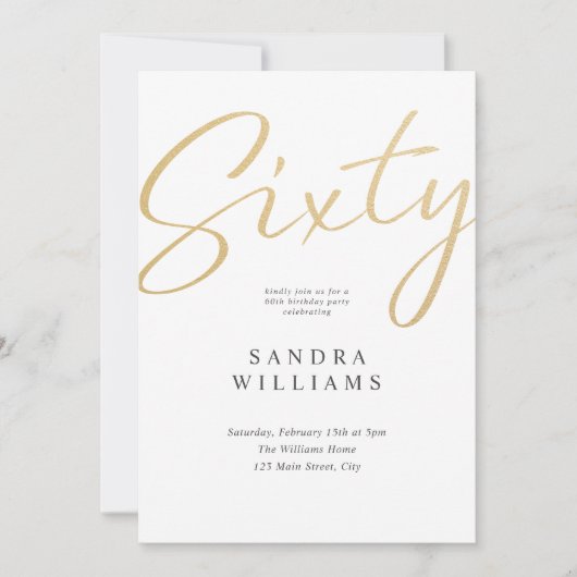 Modern Elegant Goud 60ste Verjaardag Kaart (Voorkant)