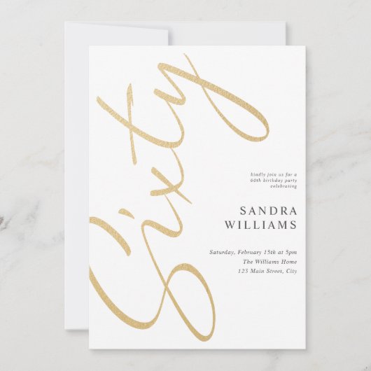 Modern Elegant Goud 60ste Verjaardag Kaart (Voorkant)