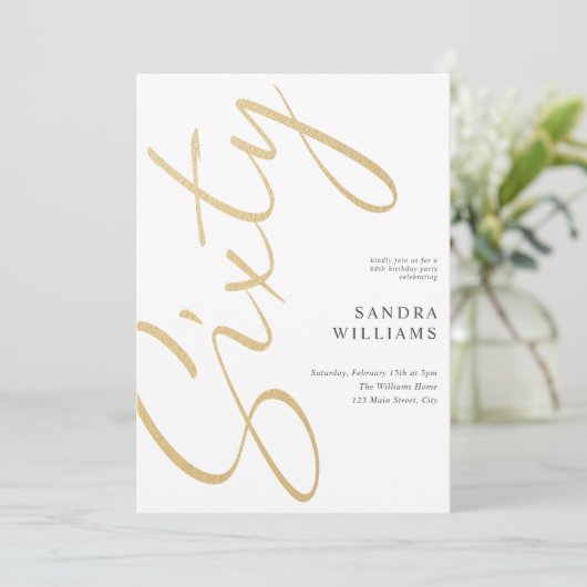 Modern Elegant Goud 60ste Verjaardag Kaart (Staand voorkant)