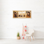 Modern Elegant Goud Afstuderen Fotocollage Spandoek (Insitu)