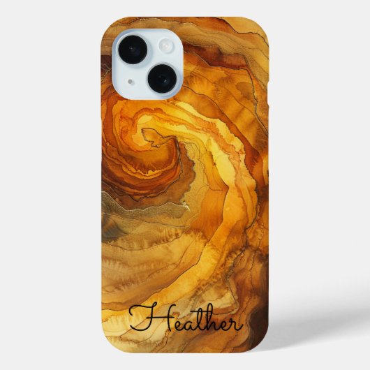 Modern Elegant Goud Amber Marmer Gepersonaliseerde Case-Mate iPhone Case (Achterkant)