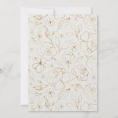 Modern Elegant Goud Bloemen Foto Bruiloft Kaart (Achterkant)