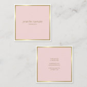 Modern Elegant Goud Blush Roze Wit Plain Luxe Vierkante Visitekaartje (Voorkant / Achterkant)