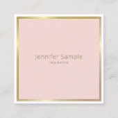 Modern Elegant Goud Blush Roze Wit Plain Luxe Vierkante Visitekaartje (Voorkant)