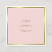 Modern Elegant Goud Blush Roze Wit Plain Luxe Vierkante Visitekaartje (Achterkant)