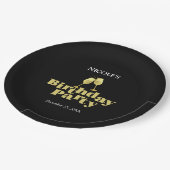 Modern Elegant Goud Champagne Zwart Verjaardagsfee Papieren Bordje (Gekanteld)