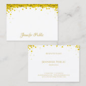 Modern Elegant Goud Confetti Hand Script Tekst Visitekaartje (Voorkant / Achterkant)