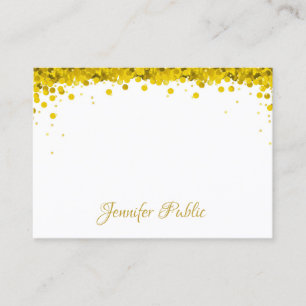 Modern Elegant Goud Confetti Hand Script Tekst Visitekaartje