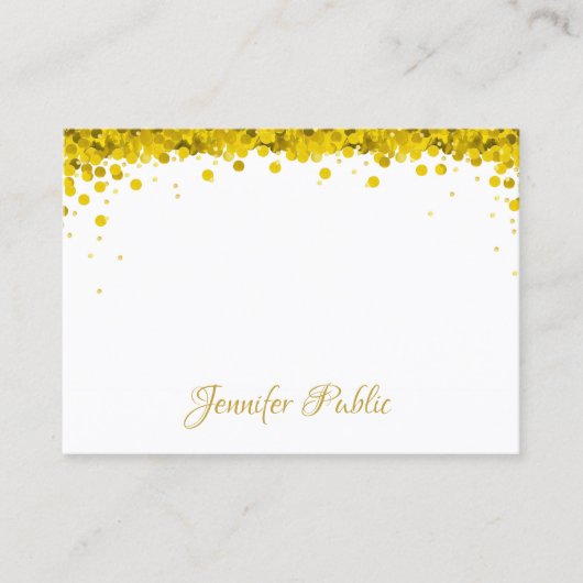Modern Elegant Goud Confetti Hand Script Tekst Visitekaartje (Voorkant)