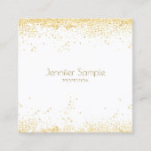 Modern Elegant Goud Confetti Wit Sjabloon Luxe Vierkante Visitekaartje (Voorkant)